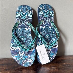 Vera Bradley Blue Floral Flip Flops